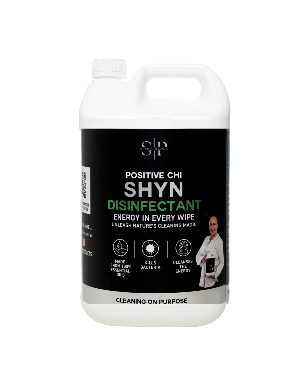 White bottle with a shyn positive chi label