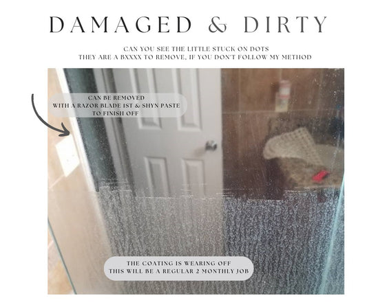 Damaged and Dirty Shower Glass