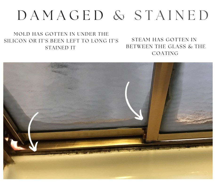 Glass Doors Damaged and Stained Silicon