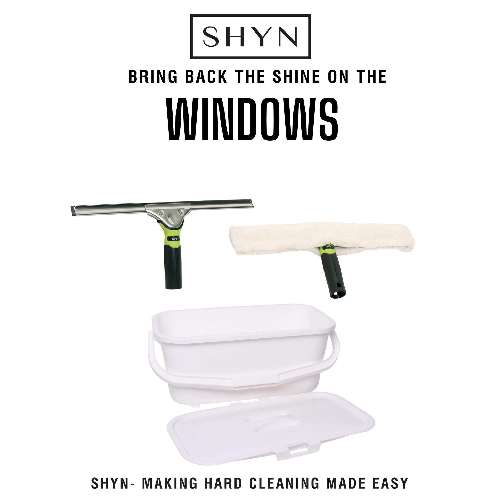 window washer, squeegee and bucket 