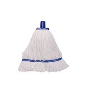 WHITE MICROFIBRE MOP WITH A BLUE HANDLE
