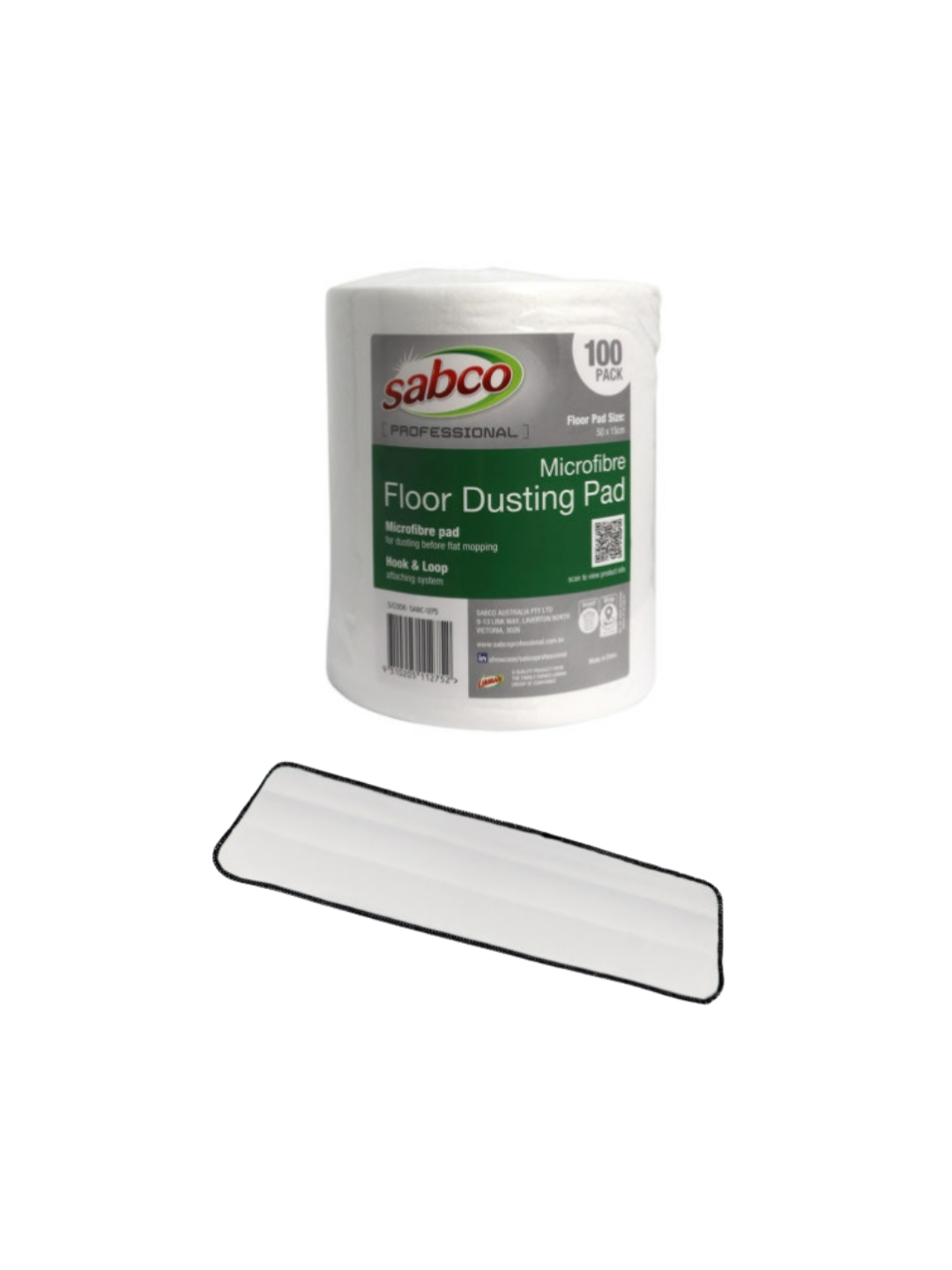 Sabco Microfibre Floor  Dusting pad - 100 Pack & 40cm Hook & Loop Pad