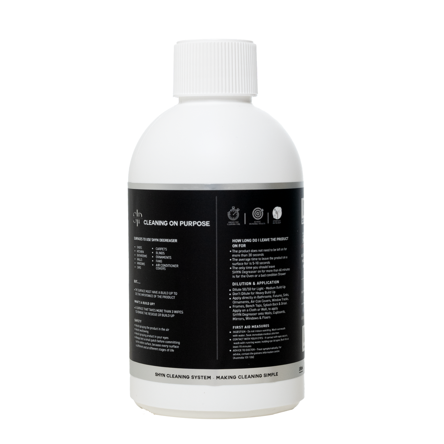 250ml SHYN degreaser back 