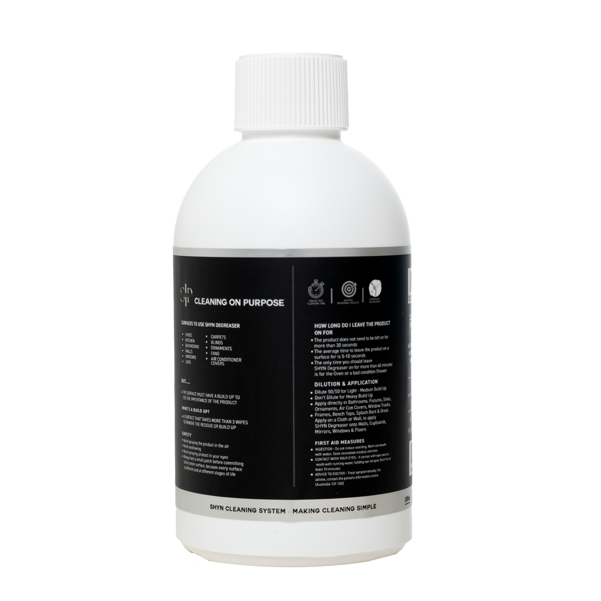 250ml SHYN degreaser back 